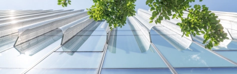 Glass building and trees